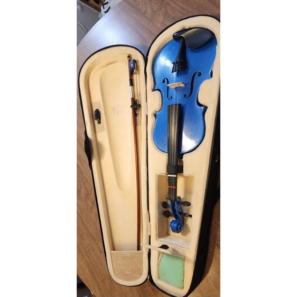 🎻 Mendini by Cecilio 1/2 Size Blue Violin with Case – Student Violin
